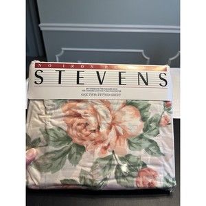 New VOS Stevens Floral No Iron Percale Fitted Twin Sheet Made in the USA